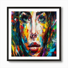 Sensual Symphony: Abstract Beauty in Vibrant Colors.Woman'S Face Art Print