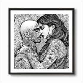 Tattooed Lovers Art Print