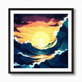 Sunset Over The Ocean 3 Art Print