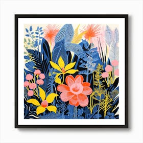 Abstract Botanical Floral Illustration Night Art Print