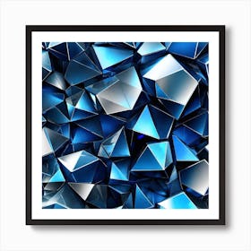 Abstract Blue Triangles Art Print