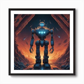 Robot In The Cave Art Print