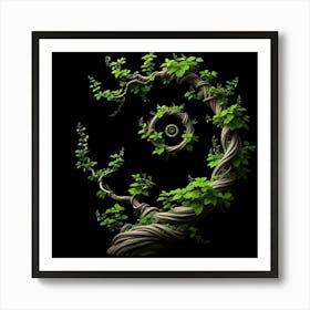 Spiraling Tree of Life with Verdant Leaves and Blossoms, a Symbol of Growth, Unity, and the Interconnectedness of All Living Things Art Print