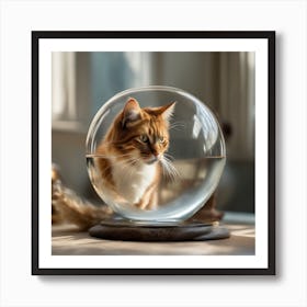 Cat In A Glass Ball 17 Art Print