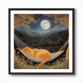 Orange Cat In Hammock Art Print