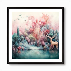 Winter Ballet: Fluid Christmas Deer Symphony Art Print