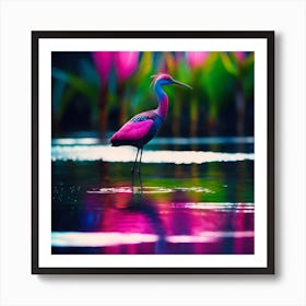 Blue and Pink Bird of the Tropical Lagoon Art Print