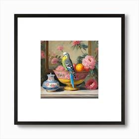 Budgie on a bowl chinoiserie 3 Art Print