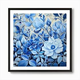 Blue And White Flowers Art Print