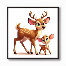 A deer with a small fawn 1 Art Print