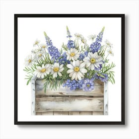 Flowers In A Wooden Box Art Print