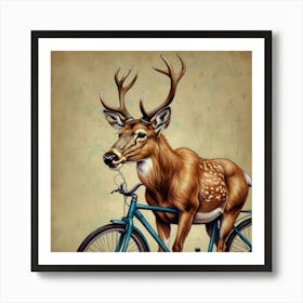 Deer On A Bike 1 Art Print