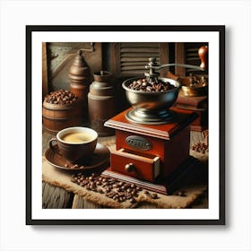 Coffee And Coffee Beans 3 Art Print