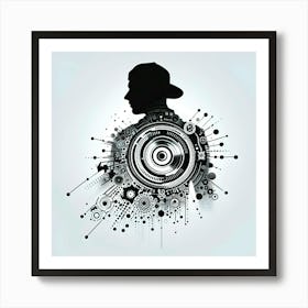 Silhouette Of A Dj Art Print