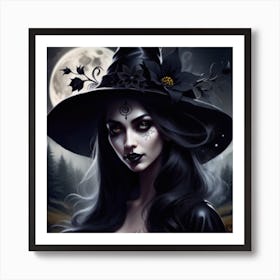 Witch full moon Art Print