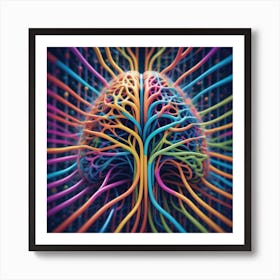 Brain With Colorful Wires 5 Art Print