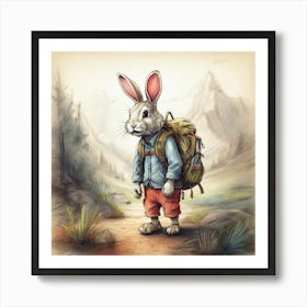 Rabbit With Backpack 1 Art Print