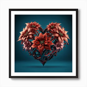 Heart Of Poinsettias Art Print