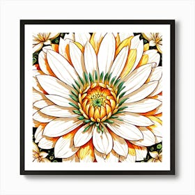 , Illustrate A Close Up Of A Blooming Flower With Intricate Art Print