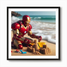 Iron Man On The Beach Art Print