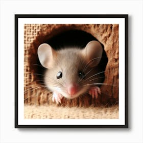 Mouse In A Hole Art Print