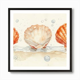 Watercolor Seashells 1 Art Print