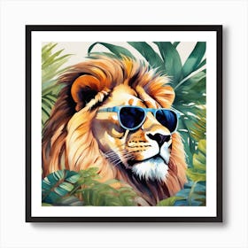 Lion In The Jungle Relaxing Art Print