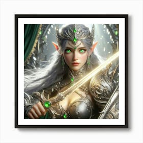 Elf Girl With Sword 1 Art Print