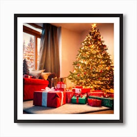 Christmas Tree In The Living Room 5 Art Print