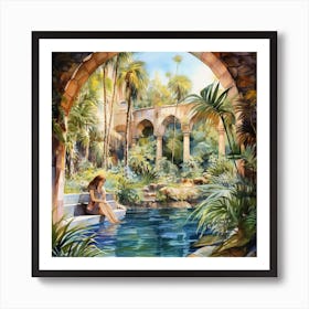 Girl By The Pool 2 Art Print