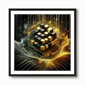 Cubes Of Gold 1 Art Print