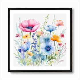 Watercolor Flowers Art Print