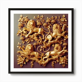 Lions On A Tree Art Print