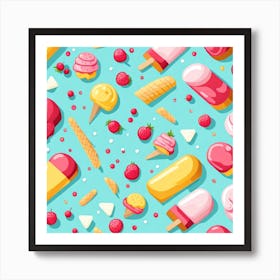 Seamless Pattern With Ice Cream Art Print