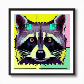 Popart Robot Raccoon 4 Art Print