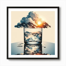 Glass Of Water With Clouds Art Print