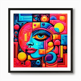 Abstract Retro Surrealism Picasso Style 1 Art Print