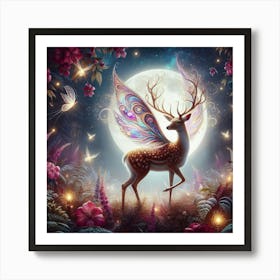 Fairy Deer In The Forest Art Print