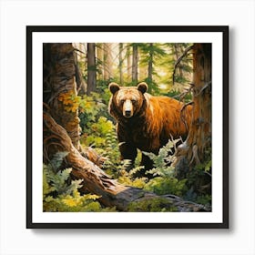 Woodlands Wildlife - Bear Habitat Art Print