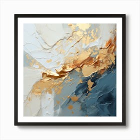 Abstract Gold And Blue Painting Art Print