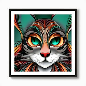 Psychedelic Cat 3 Art Print