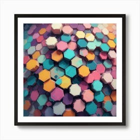 Abstract Hexagons Art Print