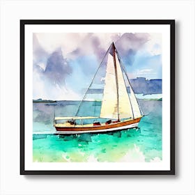 Watercolor Sailing Boat Art Print