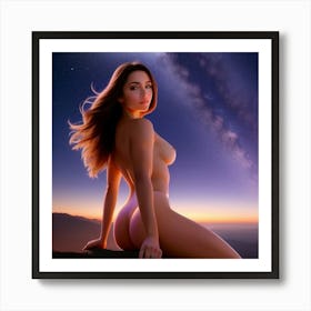 Nude Woman In The Sky Art Print