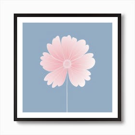 A White And Pink Flower In Minimalist Style Square Composition 569 Art Print