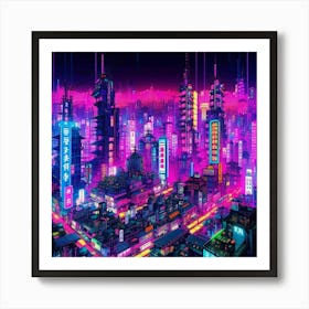 Overlooking The Neon Sea 1 Art Print