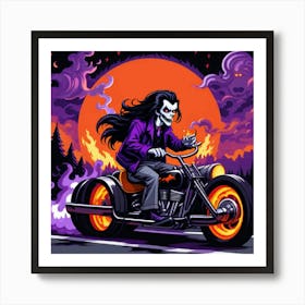 Skeleton On A Motorcycle 3 Art Print