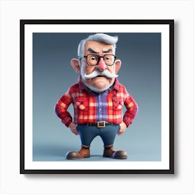 An Old Man With Glasses And A Mustache Art Print