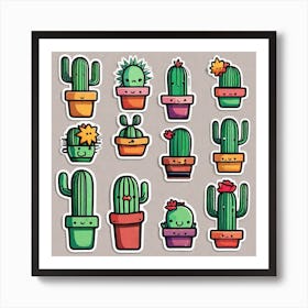 Cactus Stickers 5 Art Print