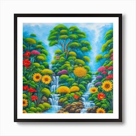 Waterfall In The Forest 2 Art Print